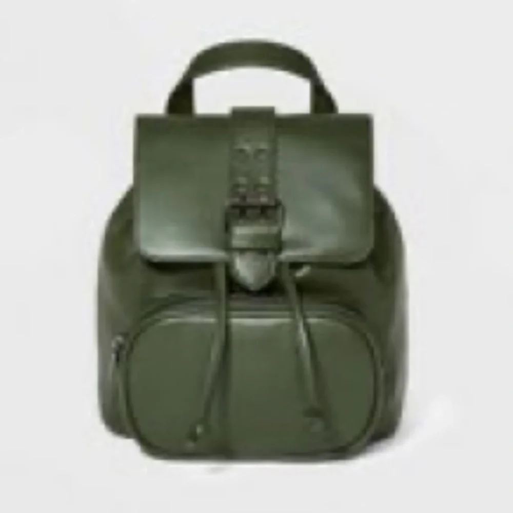 Wild Fable Green Small Mini Backpack with Flap Snap and Tie Closure NWOT